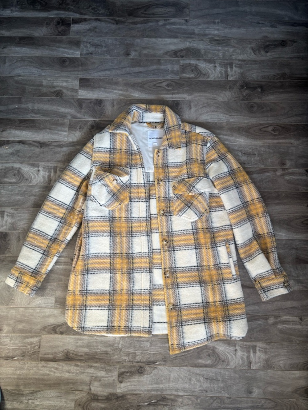 Women's Yellow Plaid Lightweight Shacket Jacket - Bootlegger